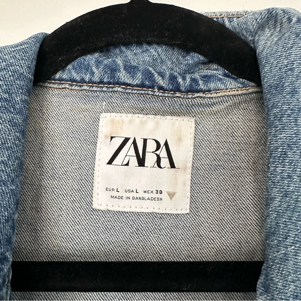 Zara (L) Blue Denim Jean Zip Up Mini Dress- Sleeveless, Collared, Cargo Pocket - Picture 7 of 10